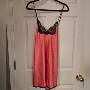 Elegant Pink and Black Lace Slip